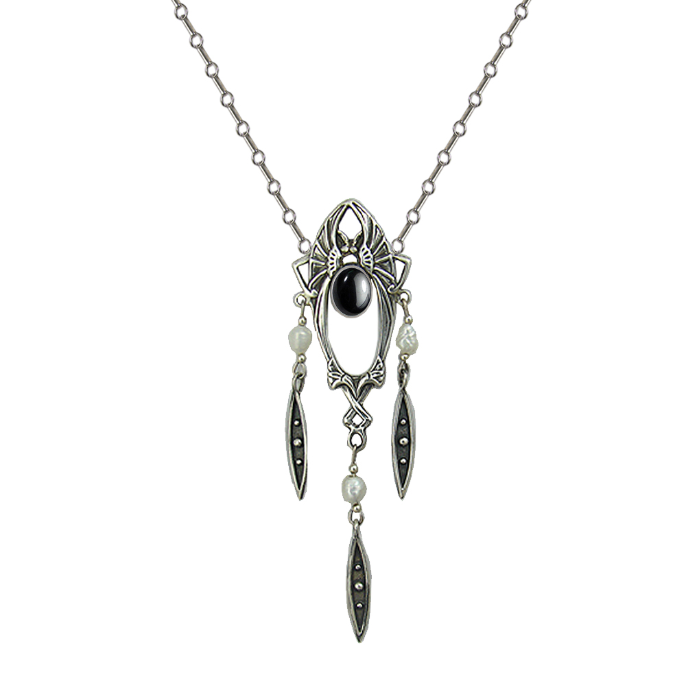 Sterling Silver Victorian Necklace With Hematite